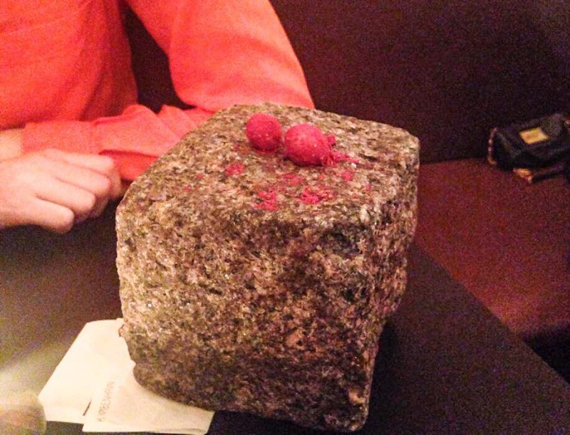 raspberries on a rock
