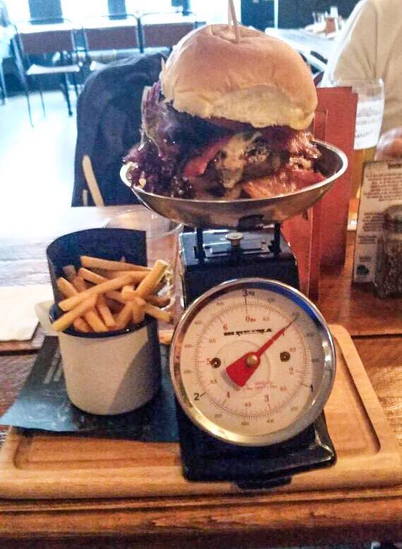 burger on weighing scales